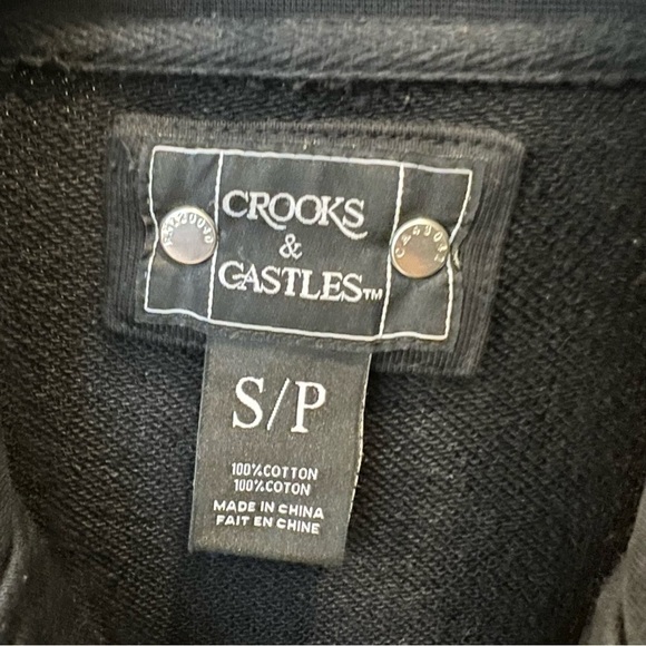 Crooks & Castles Collegiate Varsity Jacket, buttondown, pockets, Black, sz S/P - Picture 2 of 12